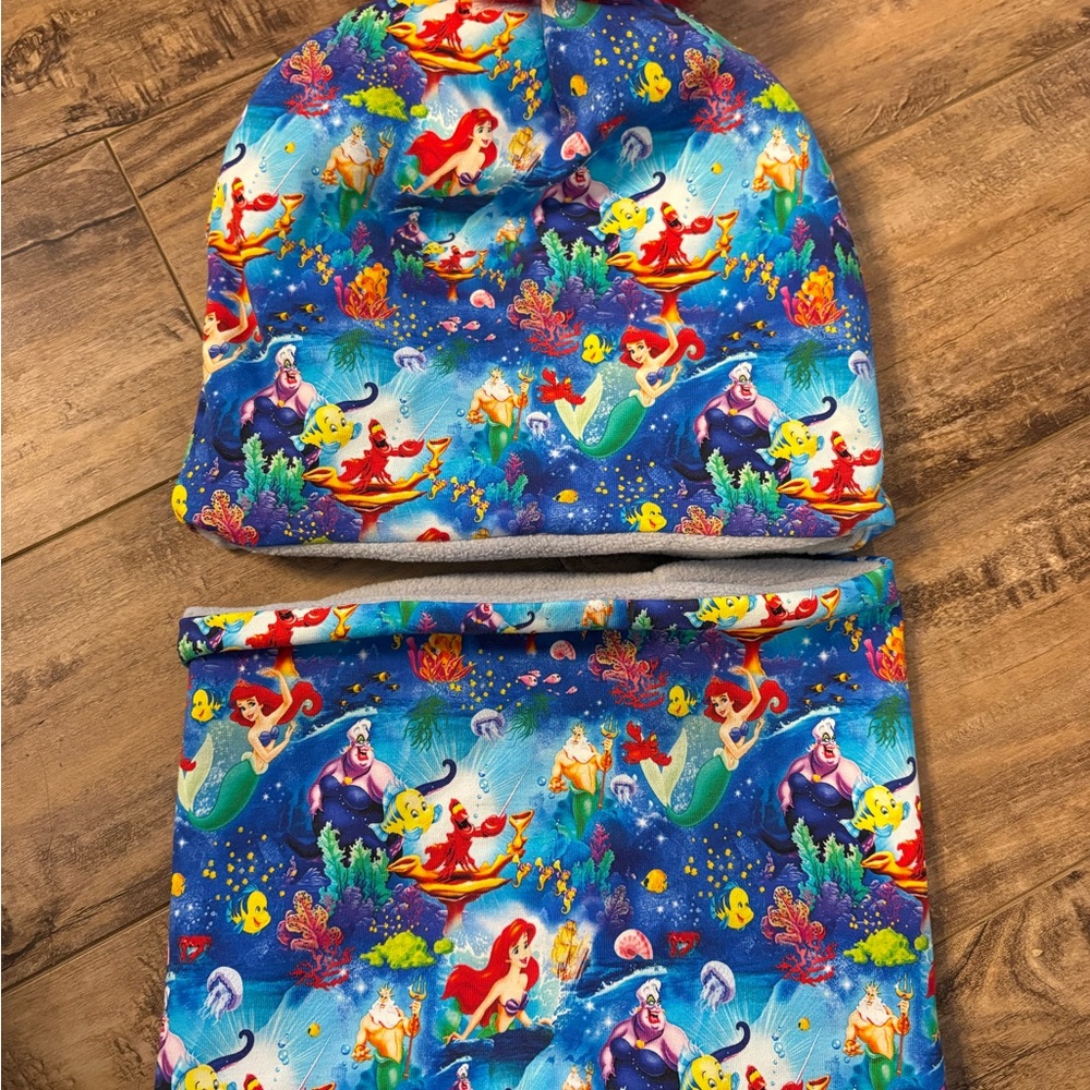 Colorful Mermaid Themed Beanie and Scarf Set